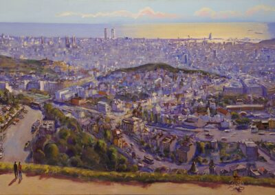 Barcelona panoramica, 2017, oil on canvas, 100 x 200 cm